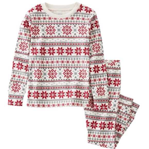 Carter's Other - Carter's Little Planet Red & White Snowflake Pajama Set ChristmaSize 18 months